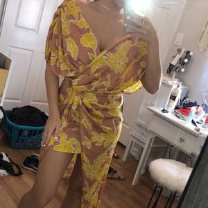 Silk pattern high low dress